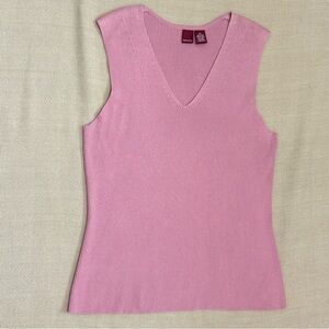 Women's MERONA Light Pink Basic V-Neck, Sleeveless Ribbed Top. Size XL